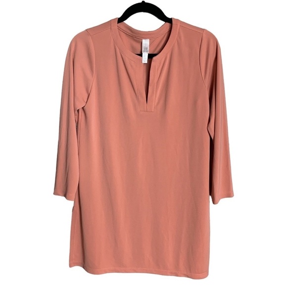 Marla Wynne Women’s Blush Tunic Size Small Lagenlook  Comfort Front Slit Mature - Picture 1 of 10